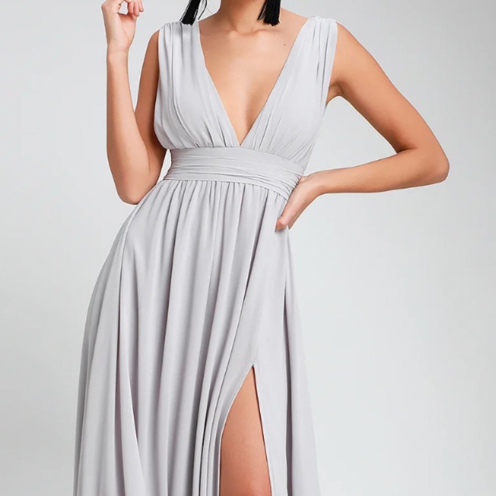 LULUS Heavenly Hues light grey maxi dress